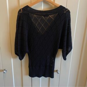 Dynamite Black Diamond Knit-Deep V Neck Sweater-Size M
